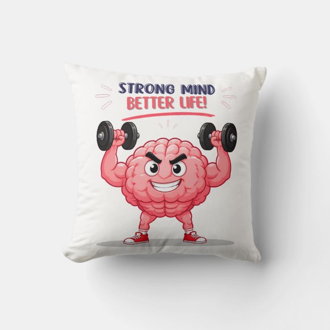 Coussin Citation de force mentale de caractère de cerveau  (Recto)