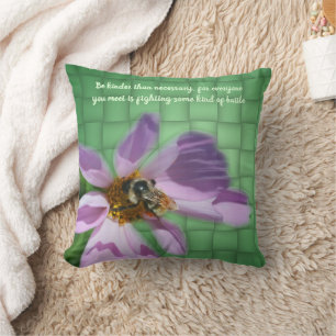 Coussin Citation de gentillesse Abeille sur fleur Inspiran