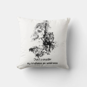 Coussin Citation de gentillesse du loup gris d'art graphiq