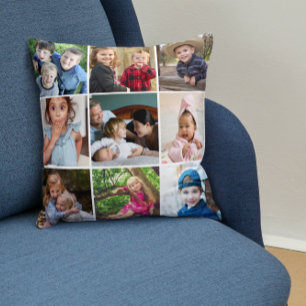 Coussin Citation de la famille Collage de photos sur mesur