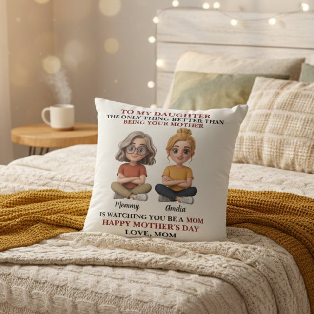 Coussin Citation de la fête des mères pour une fille deven (Créateur téléchargé)