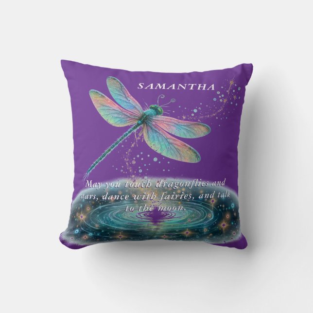 Coussin Citation de la poussière de fée violette magique d (Recto)