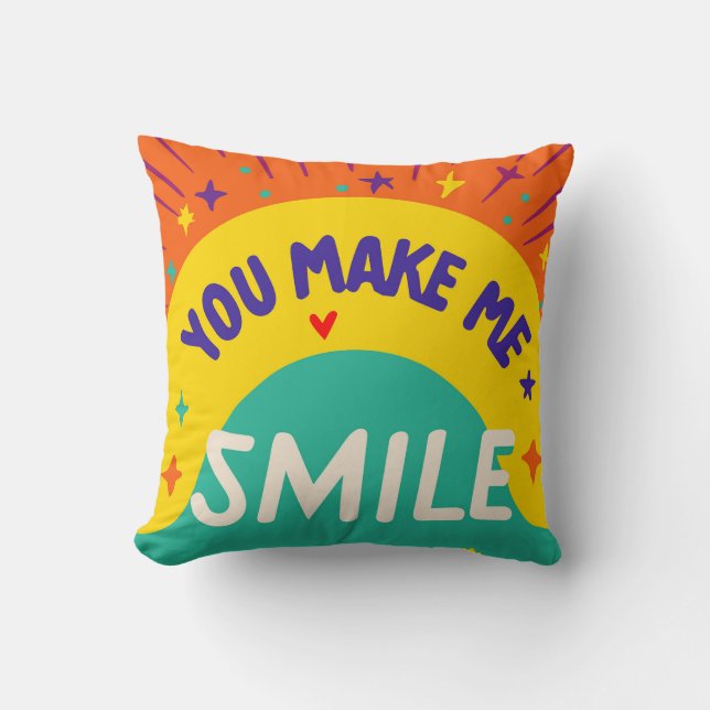Coussin Citation de la Saint-Valentin "Tu me fais sourire" (Recto)