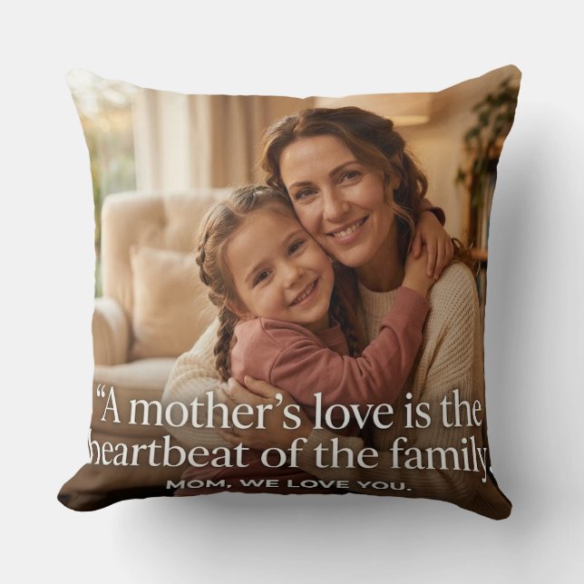 Coussin Citation de l'Amour Familial de Mère (Recto)