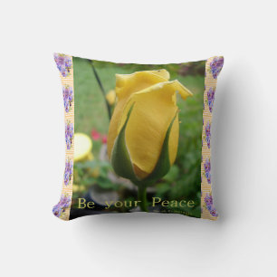 Coussin Citation de l'inspiration de paix de rose jaune Cu