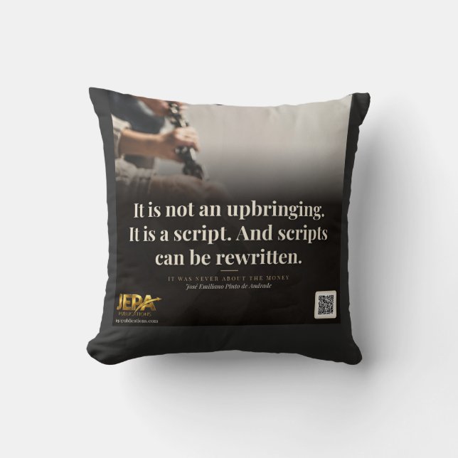 Coussin Citation de livre sur la réécriture des scripts (Recto)