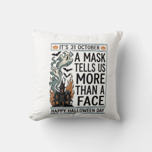 Coussin Citation de masque Halloween vintage vector design