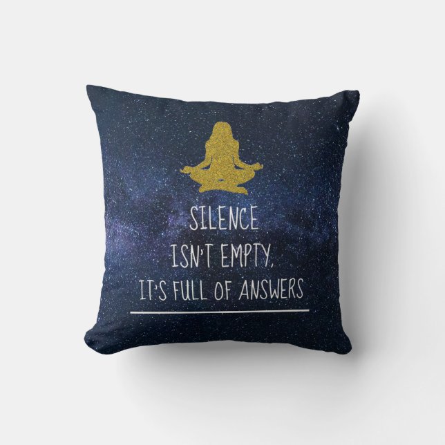 Coussin Citation de méditation Silence Zen Yoga Night Star (Recto)