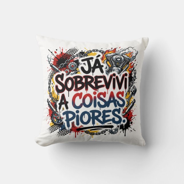 Coussin Citation de motard portugais – graffiti  (Recto)