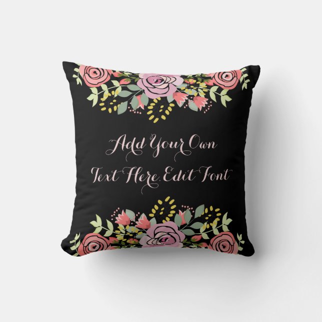 Coussin Citation de motivation florale personnalisée (Recto)