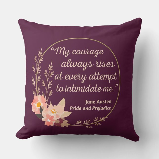 Coussin Citation de Orgueil et Préjugés I - Style Mignon (Recto)