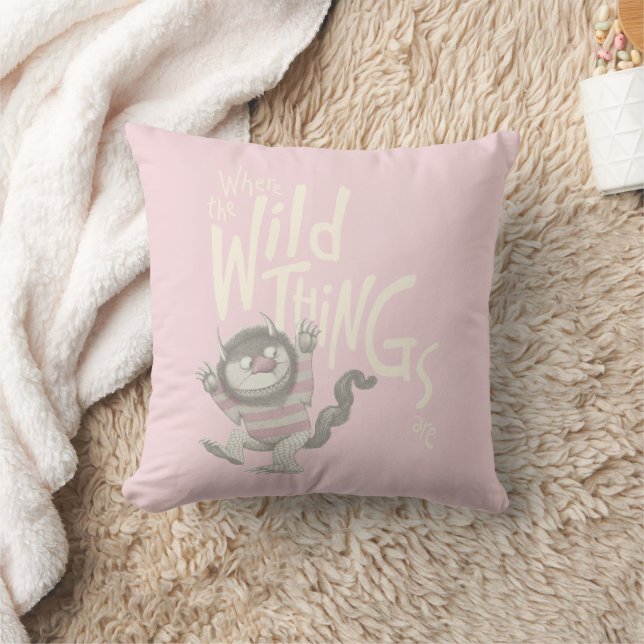 Coussin Citation de Où les choses sauvages sont - Rose (Couverture)