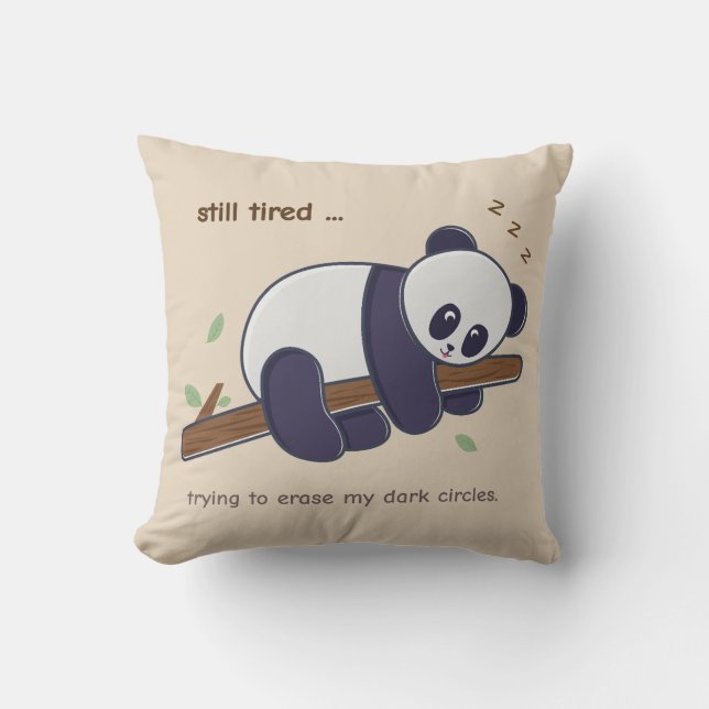 Coussin Citation de Panda Paresseux – Encore Fatigué & Cer (Recto)