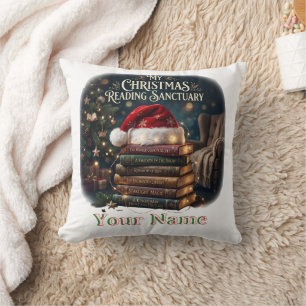 Coussin Citation de pile de livres du sanctuaire de lectur
