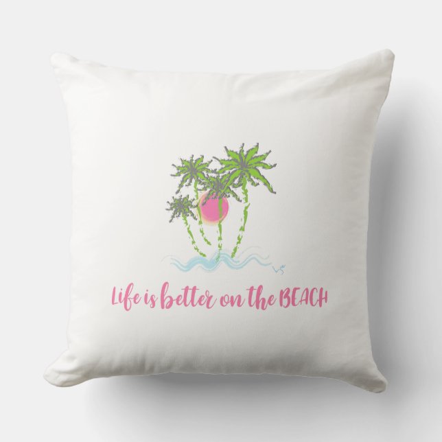 Coussin Citation de plage Tropical Summer Cool unique (Recto)