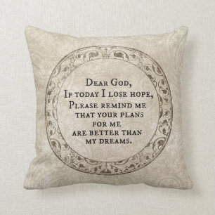 Coussin Citation de prière Inspirationnelle Cher Dieu