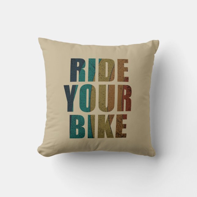 Coussin Citation de VTT motivationnelle - Cyclisme drôle (Recto)