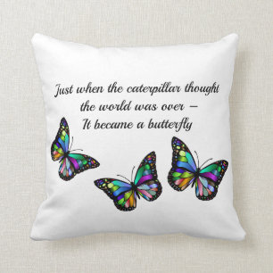 Coussin Citation d'encouragement pour les papillons