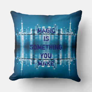Coussin Citation d'espoir d'inspiration ville nuit