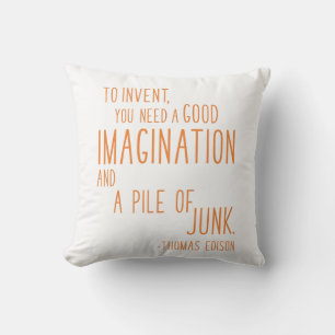 Coussin Citation d'inventeur amusant Typographie minimalis