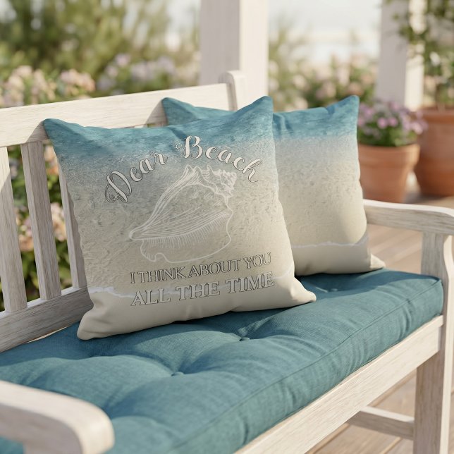 Coussin Citation drôle Cher plage Je pense à toi (Créateur téléchargé)