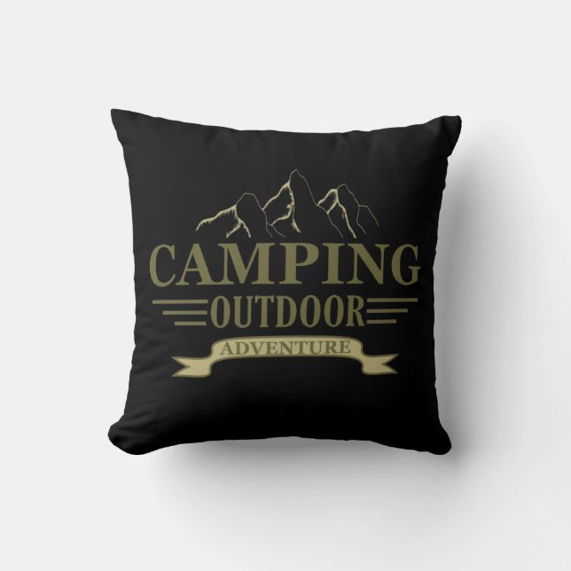 Coussin Citation drôle de campeur de camping (Recto)
