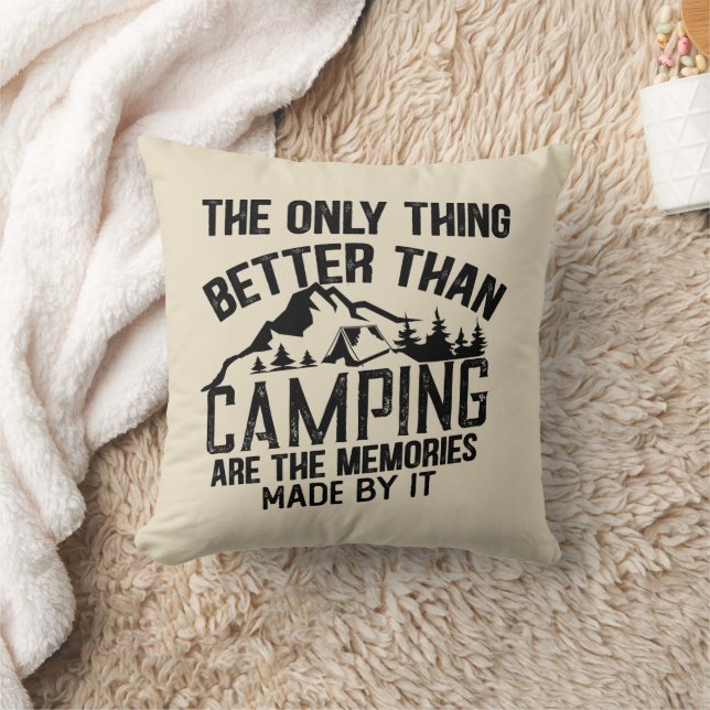 Coussin Citation drôle de campeur slogan d'été de camping (Couverture)