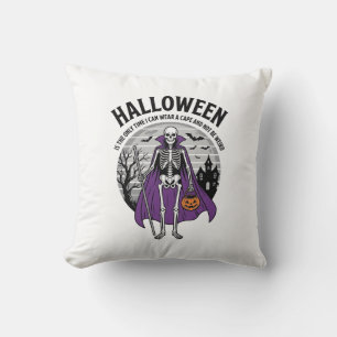 Coussin Citation drôle de cape d'Halloween de squelette De