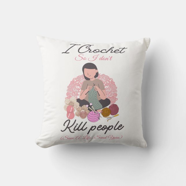 Coussin Citation drôle de crochet Création pour amoureux d (Recto)