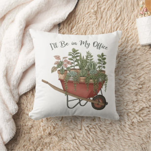 Coussin Citation drôle de l'amant de plantes de bureau « J