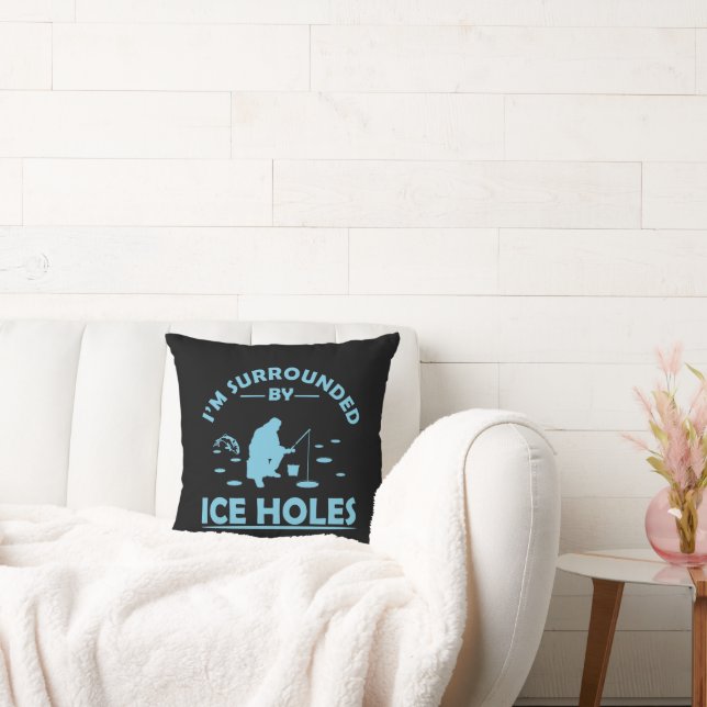 Coussin Citation drôle sur la pêche sur glace (Canapé)