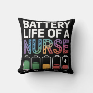 Coussin Citation drôle sur la vie de batterie d'infirmière