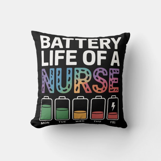 Coussin Citation drôle sur la vie de batterie d'infirmière (Recto)