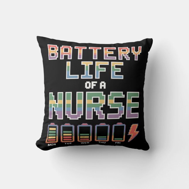 Coussin Citation drôle sur la vie de batterie d'infirmière (Recto)
