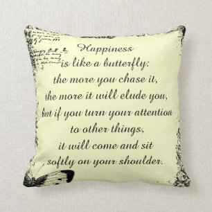 Coussin Citation du bonheur inspirationnel