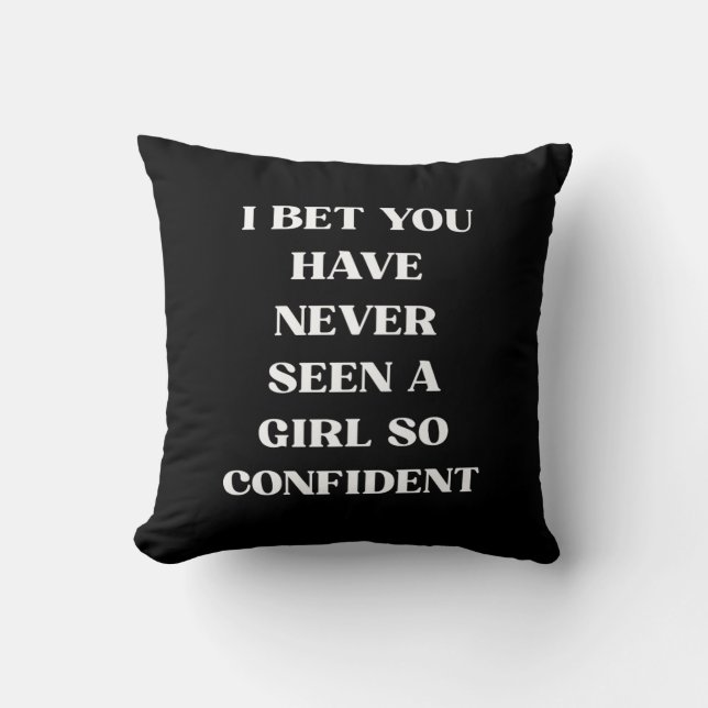 Coussin Citation Fille Confiance Noir Citation, Féministe (Recto)