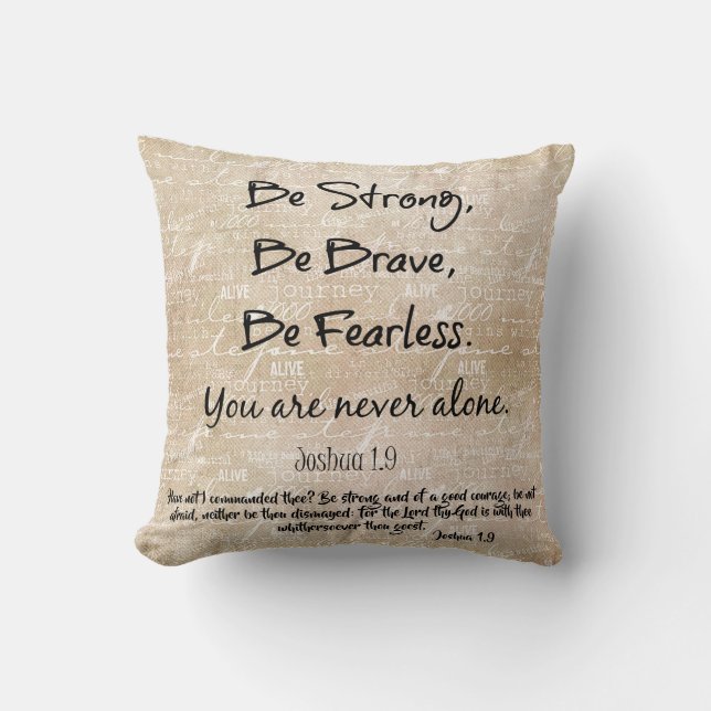Coussin Citation forte, courageuse, sans peur avec un vers (Recto)