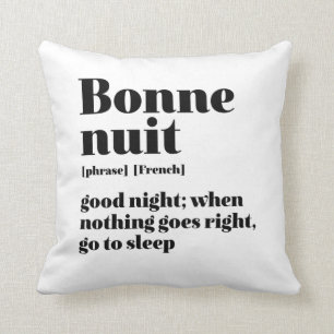 Coussin Citation française d'inspiration Bonne nuit Bonne