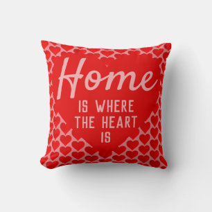 Coussin Citation Gras Accueil est là où se trouve le coeur