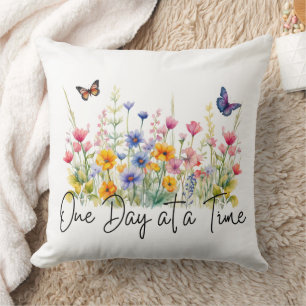 Coussin Citation Inspirante de Fleurs Sauvages Un Jour à l