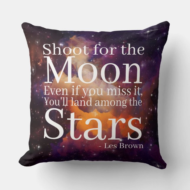 Coussin Citation Inspirante de Nebula violette orange (Recto)