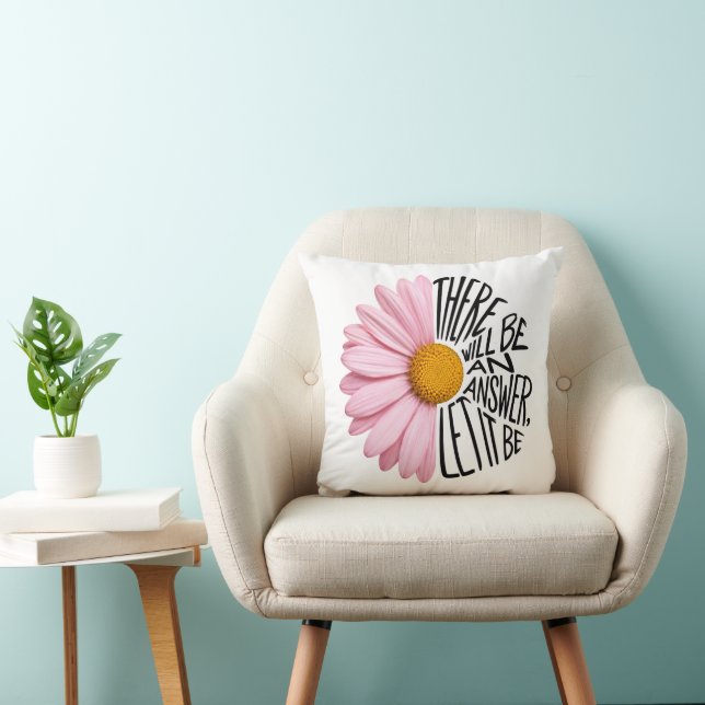 Coussin Citation inspirante et Marguerite Rose (Chaise)
