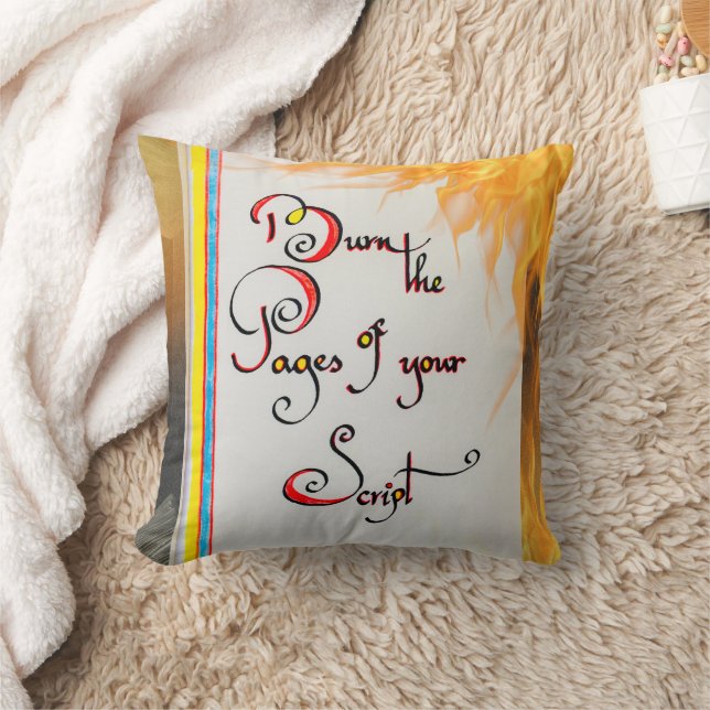 Coussin Citation inspirante Graver les pages de votre scri (Couverture)