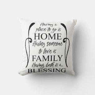 Coussin Citation inspirante sur la maison - la famille - B