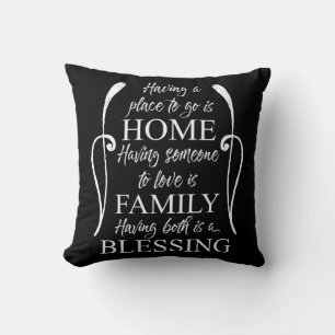 Coussin Citation inspirante sur la maison - la famille - B
