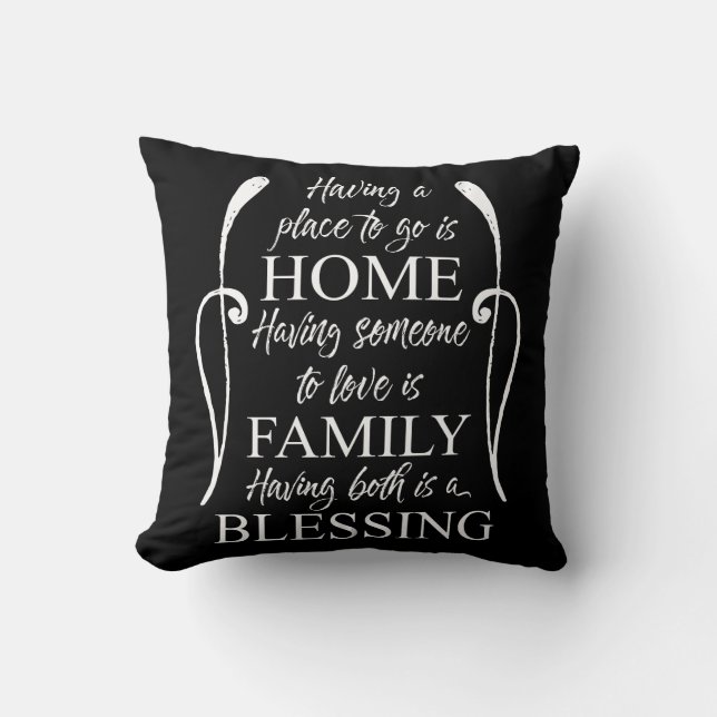 Coussin Citation inspirante sur la maison - la famille - B (Recto)