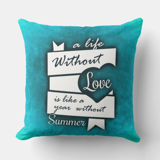 Coussin Citation Inspirante sur l'Amour sur Turquoise (Recto)