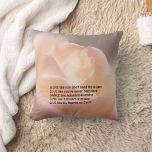 Coussin Citation Inspirante Travail Amour Danse Rose Douce