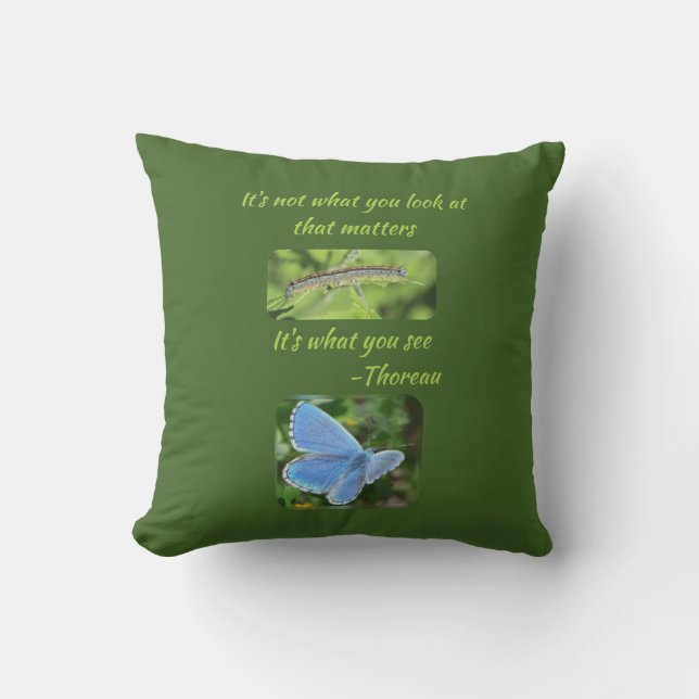 Coussin Citation Inspirationnelle de Thoreau (Recto)