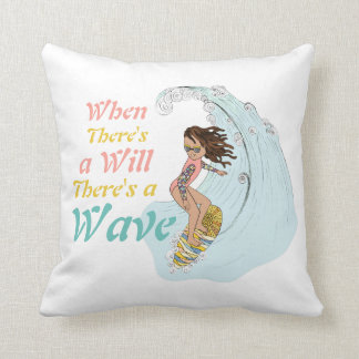Coussin Citation Inspirationnelle Plat Colorée Fun Surfer